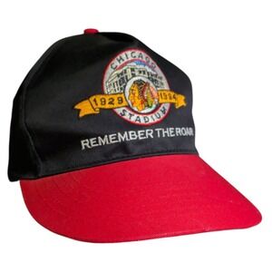 Vintage Chicago Black Hawks Hat Stadium "Remember The Roar" Snapback Cap Sports